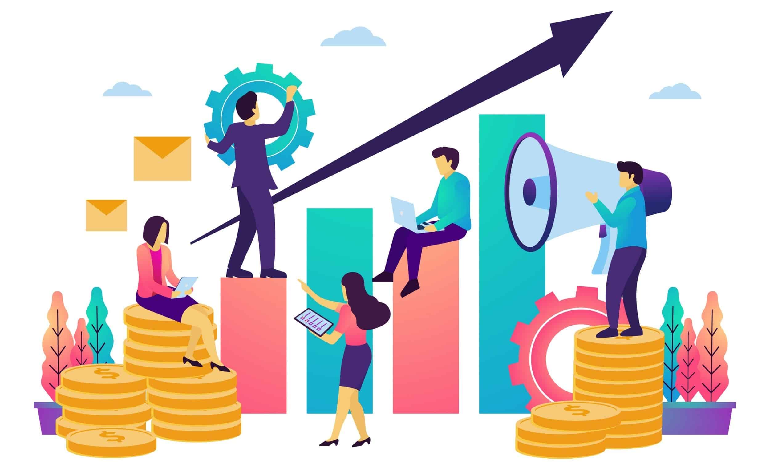 eine Gruppe von Menschen, die sich den Herausforderungen der Agentur stellen, indem sie Teams skalieren und Reputationsmanagement-Software anbieten