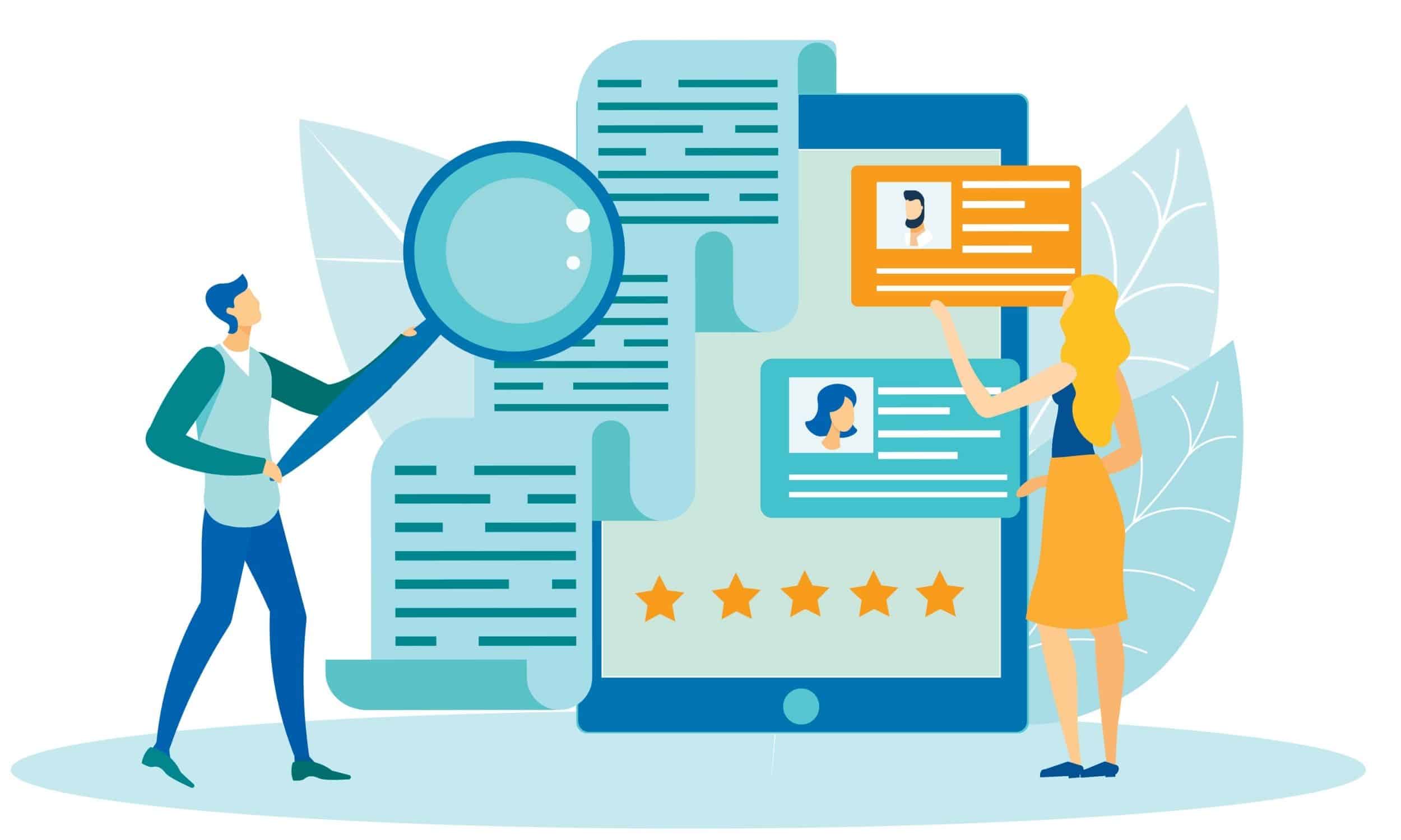 два человека смотрят на гигантский информационный экран