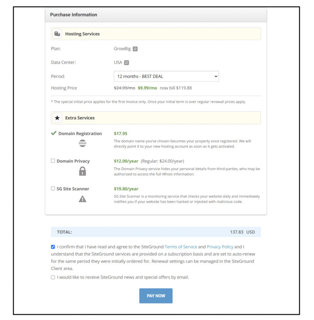 Siteground-Überprüfung