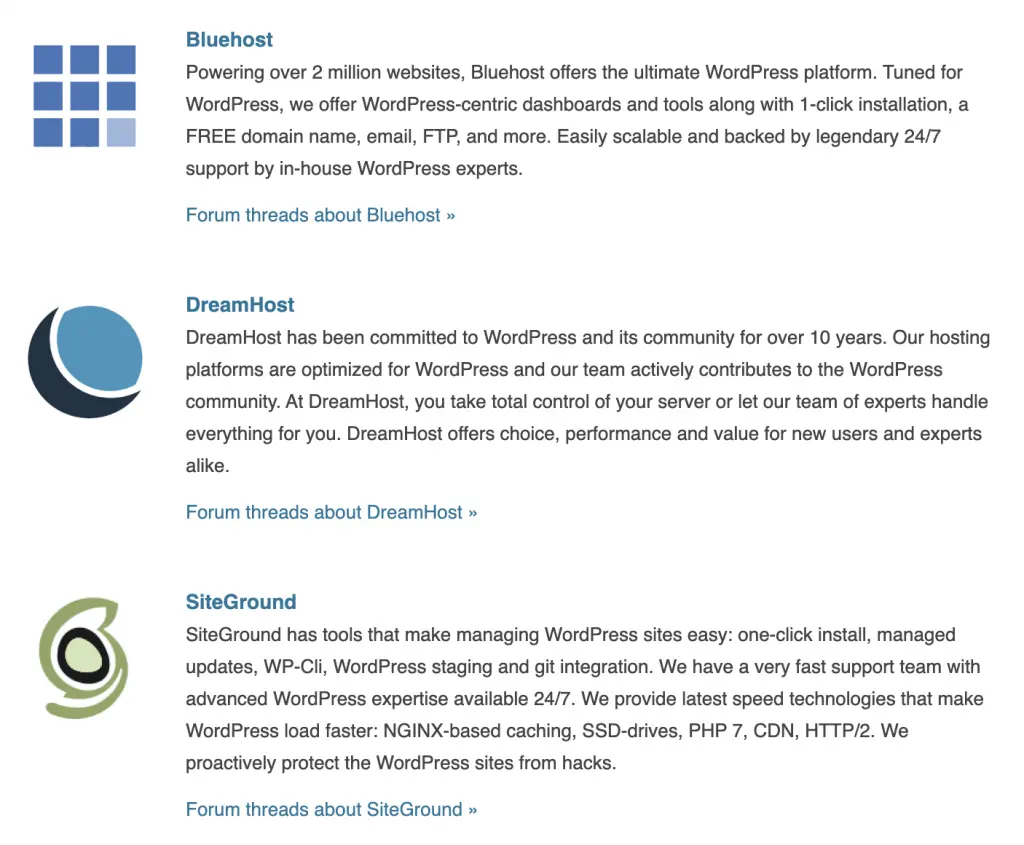 sitio web vs bluehost
