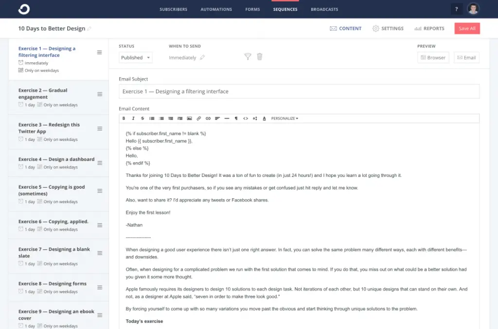 E-Mail mit Convertkit-Überprüfungssequenzen