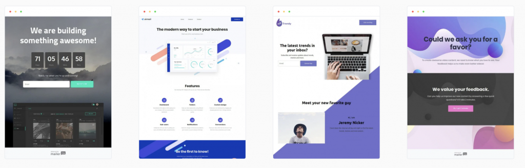 メーラーライトのランディングページ