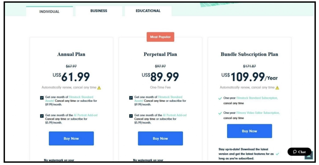 precios de filmorascrn