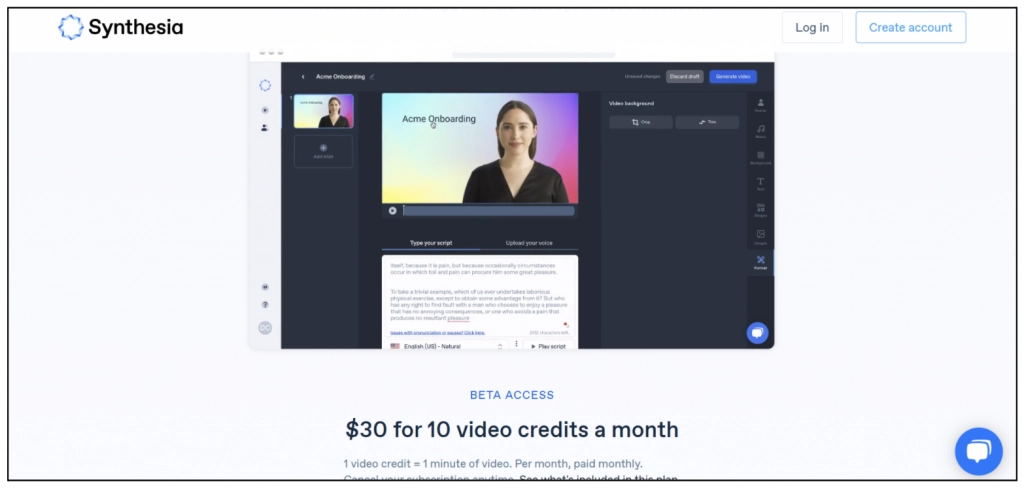 revisión del generador de video synthesia ai