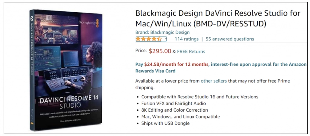 precios de davinci resolve