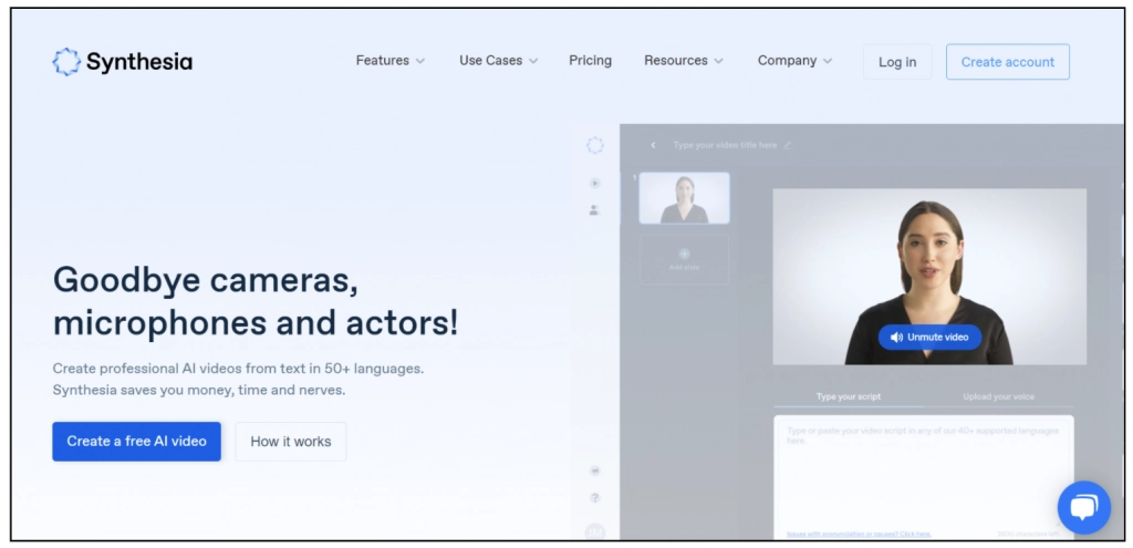 melhor gerador de vídeo ai synthesia