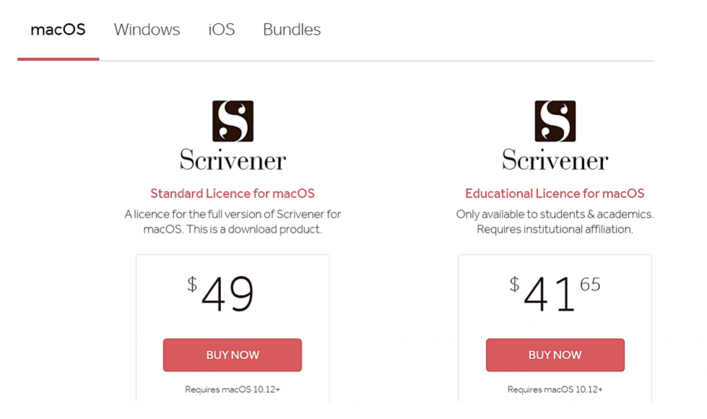 Kosten für die Verwendung der Scrivener-Software