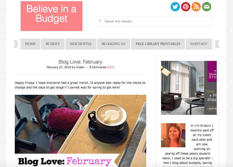 Neuer Glaube an eine Budget-Website