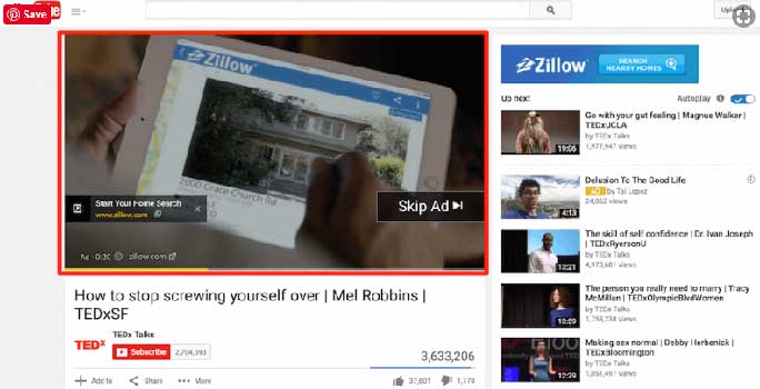 Anúncios em vídeo precedente do YouTube