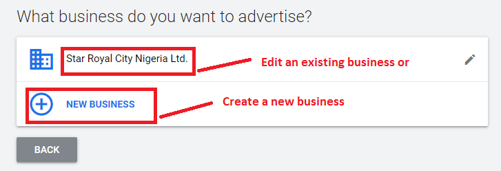 Adicionando o nome da sua empresa à conta de anúncios do Google