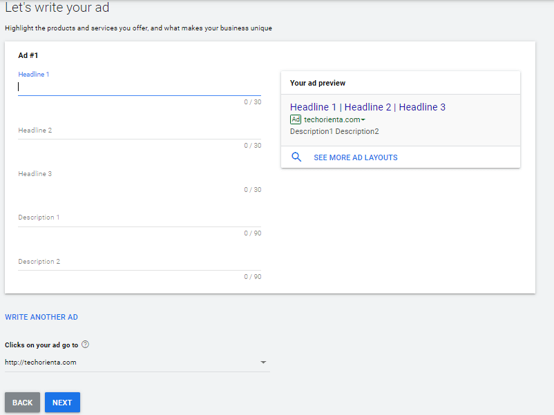 como escrever seu anúncio do Google