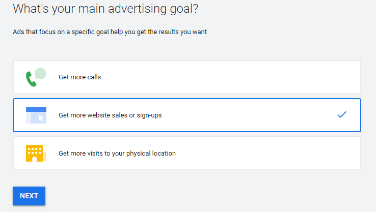 Definir sua meta de publicidade na conta de anúncios do Google