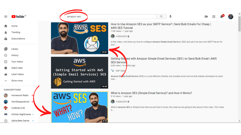 2 videomuz amazon SES'te youtube'da üst sıralarda