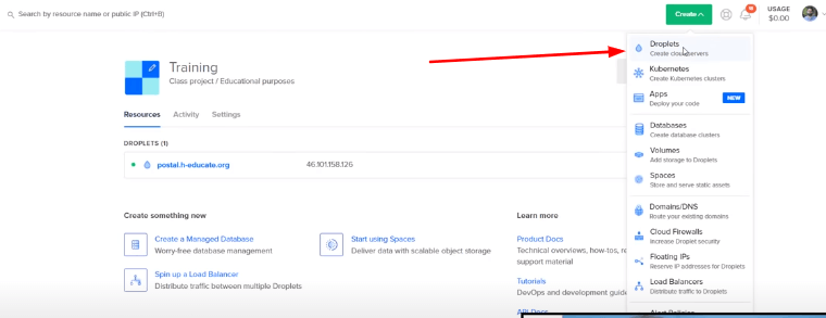 picături la digitalocean