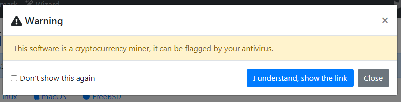 XMRig 上的警告