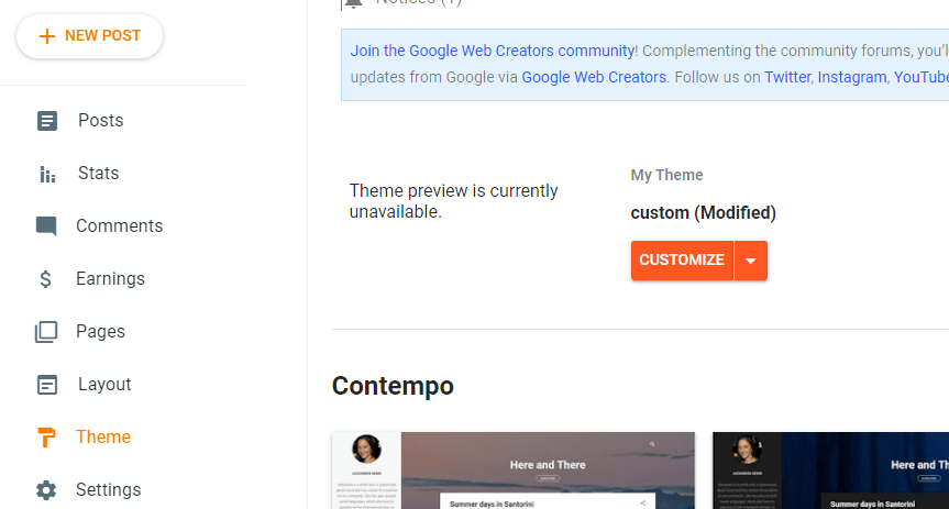 Wybierz motyw Bloggera 1