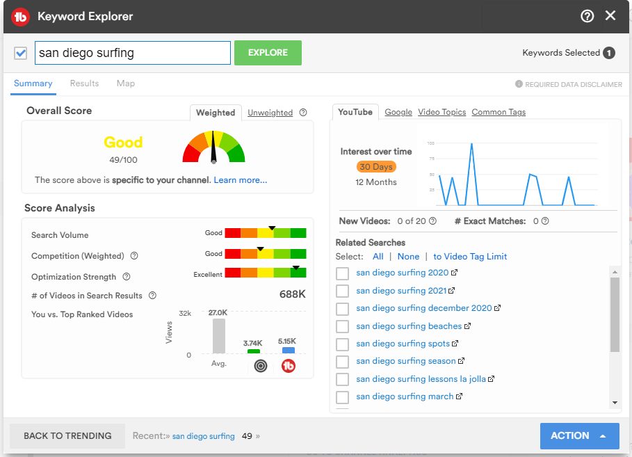 TubeBuddy Keyword Explorer สำหรับ YouTube SEO