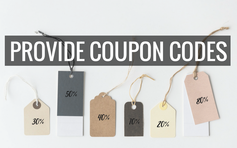 Provide coupon codes