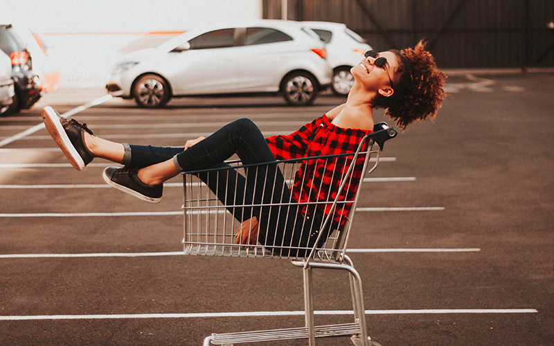 lady in a cart
