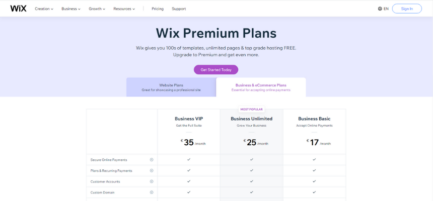 蜡价格 Wix prices