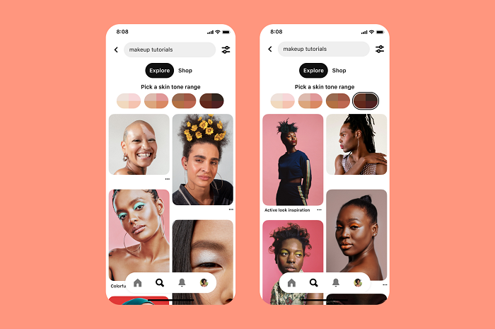Pinterestの肌の色を選択