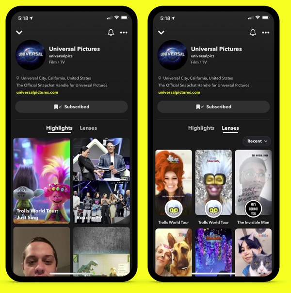 Snapchatブランドプロファイル