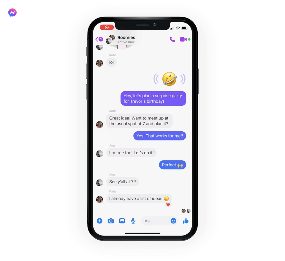 Effets de mots Facebook Messenger