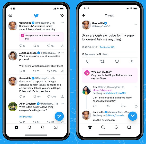 Exemple de super suivi de Twitter