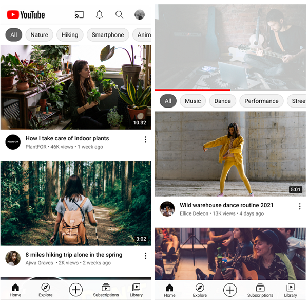 Surfaces de recommandations YouTube