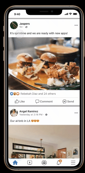 Facebook 인피드 추천 예시