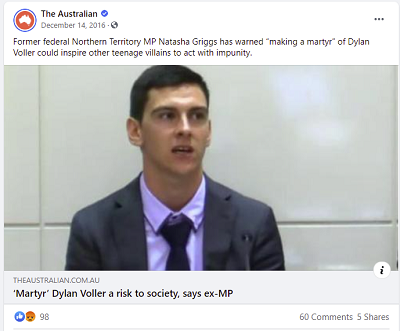 Publicación de Facebook de The Australian