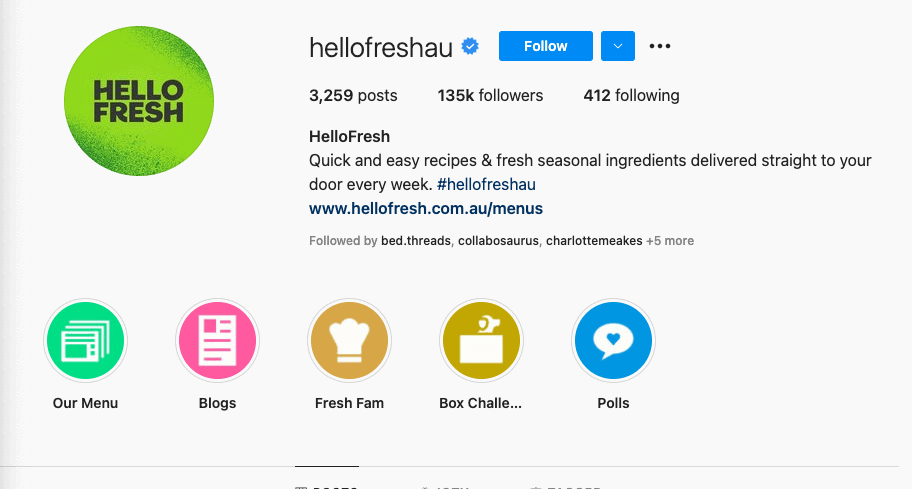 ประวัติ Instagram ของ Hello Fresh
