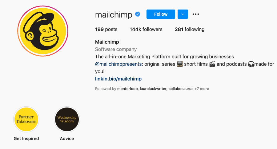 Mailchimp Instagram ชีวประวัติ