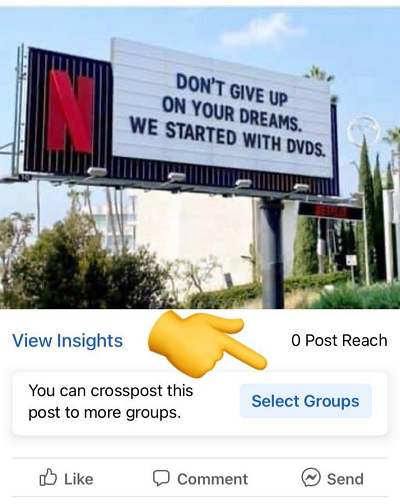 Aufforderung zum Teilen von Facebook in Gruppen