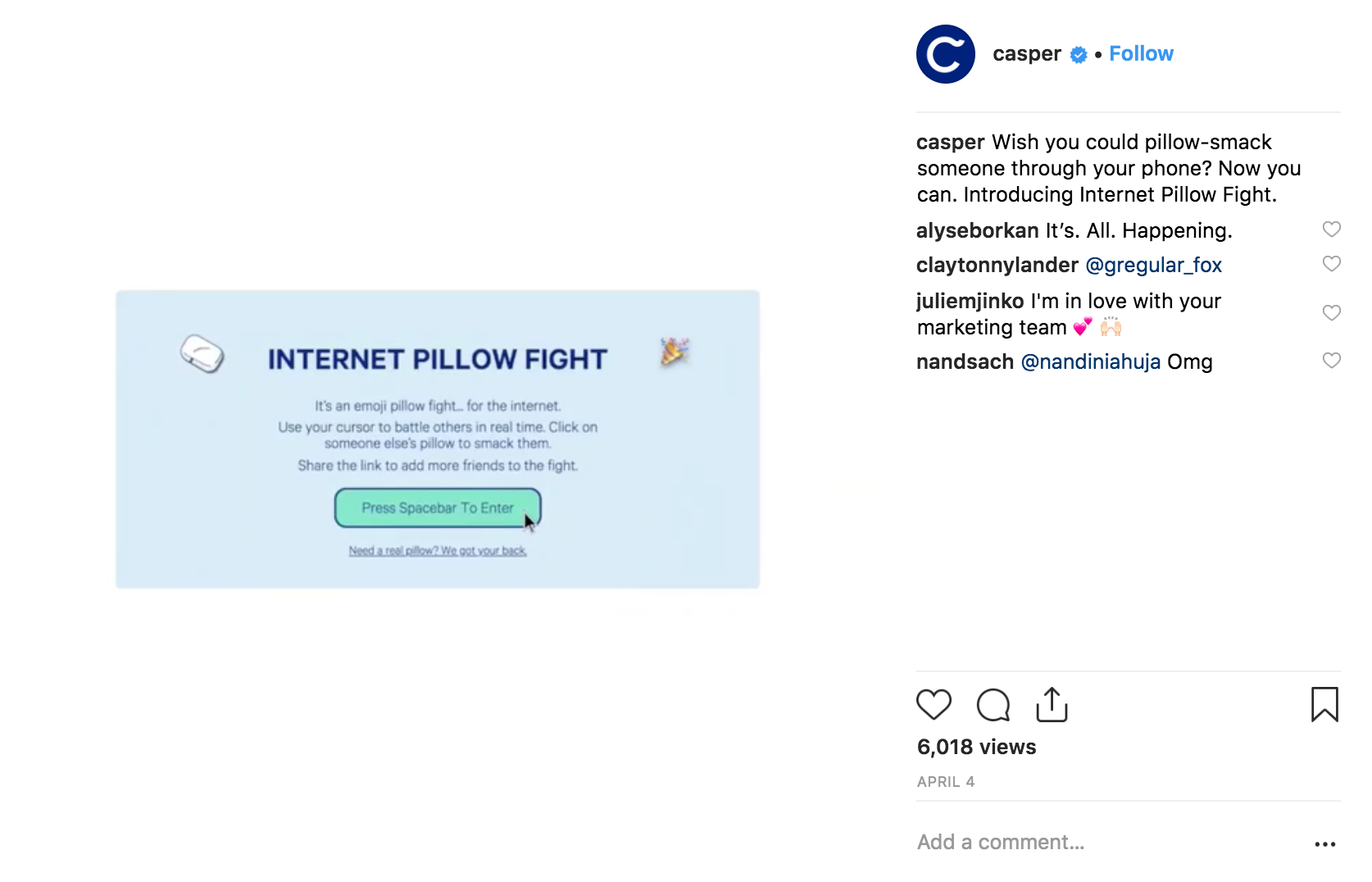 En İyi Instagram Kampanyaları 2018 - Casper - Sked Social