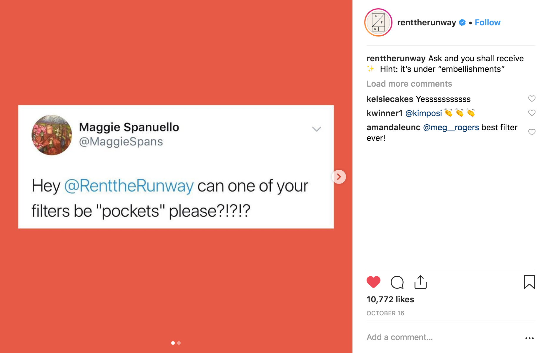 En İyi Instagram Kampanyaları 2018 - Rent The Runway - Sked Social