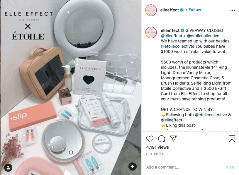 تشارك العلامات التجارية في تقديم الهدايا على Instagram.