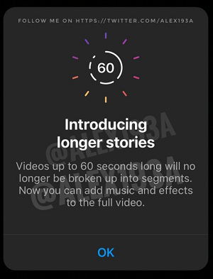 Instagram 스토리의 긴 동영상