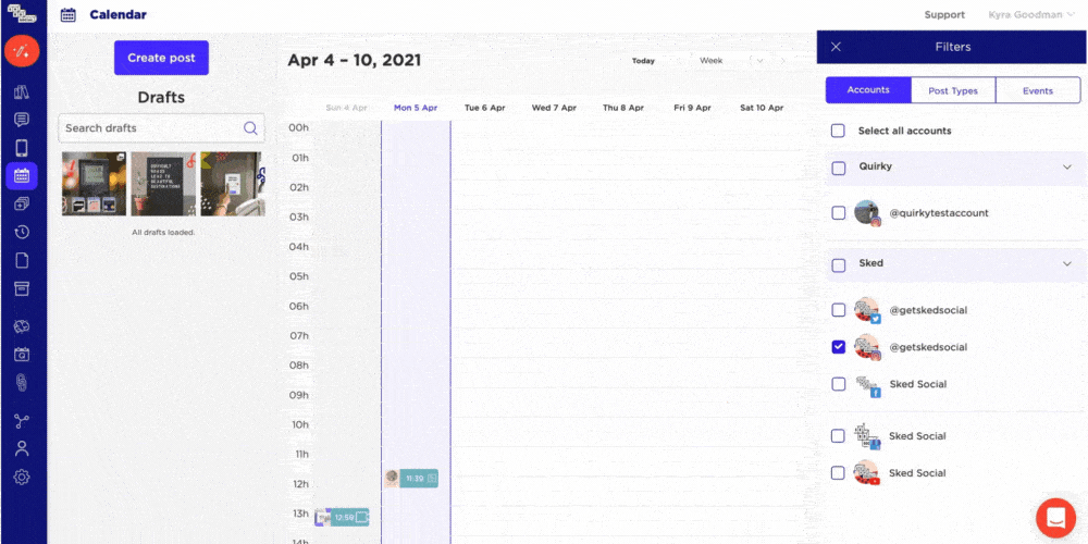 Sked Social的拖放日历调度