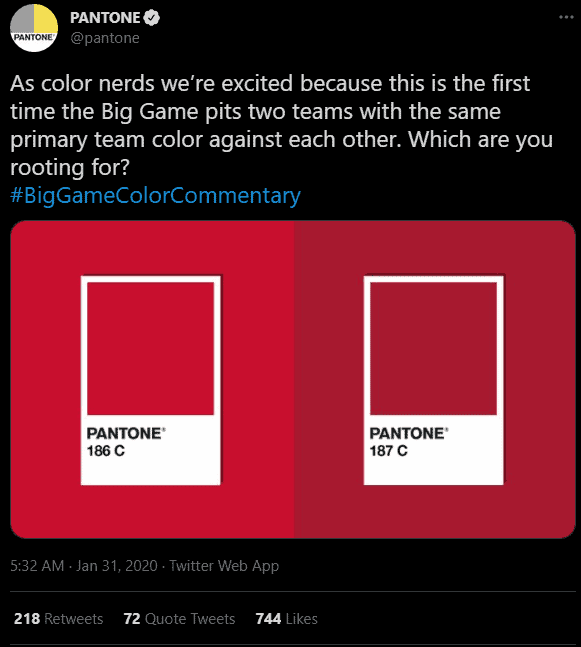 Pantone compară două nuanțe aproape identice de roșu