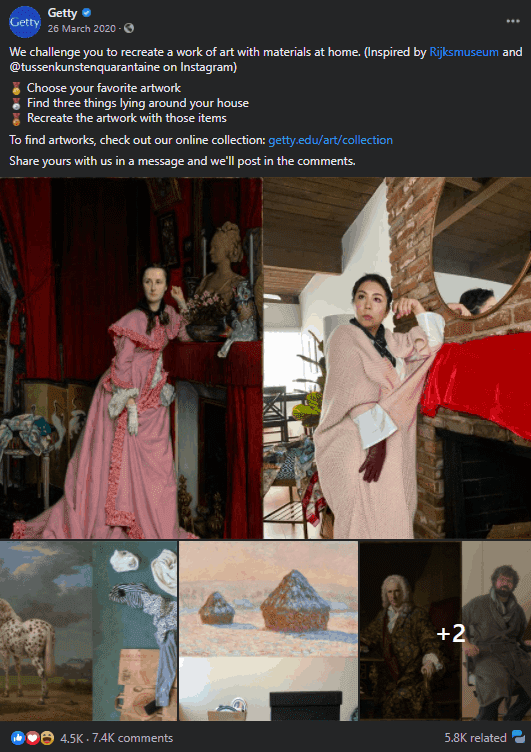 Diverse persoane și obiecte care imită opere de artă celebre sau mari