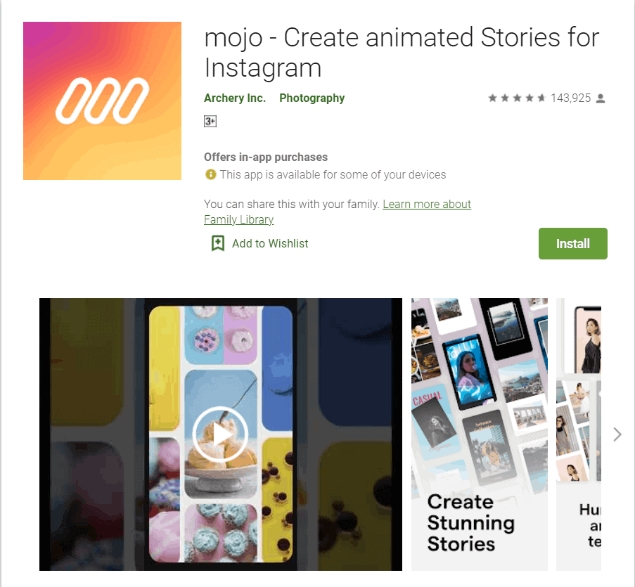 Mojo historias animadas para instagram.