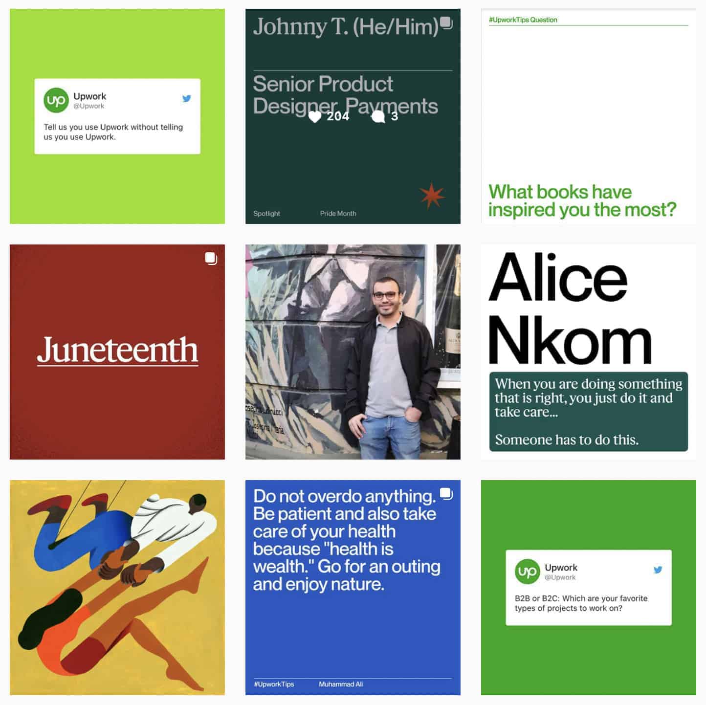 Upwork 更新了 Instagram 提要，提供更多種類和顏色