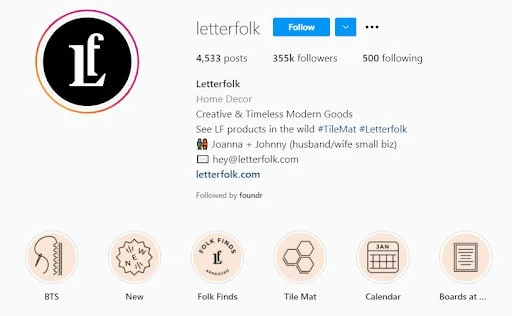 Letterfolk Wohnkultur Instagram-Seite