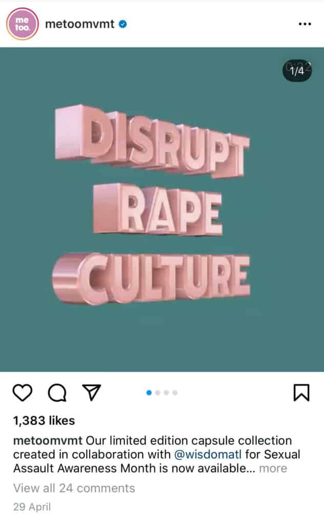Пост в Instagram движения MeToo