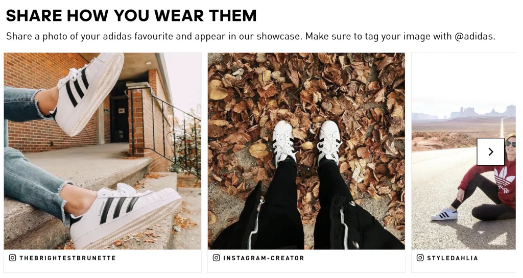 adidas nutzergenerierte Inhalte