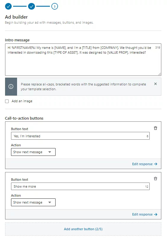 Construire une campagne publicitaire de conversation LinkedIn