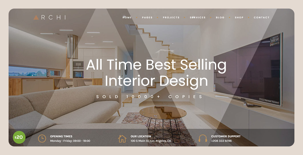 Archi - Design d'interni e modello di sito Web multiuso
