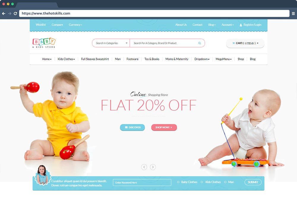 Bebek ve Çocuk Mağazası e-Ticaret WooCommerce WordPress Teması