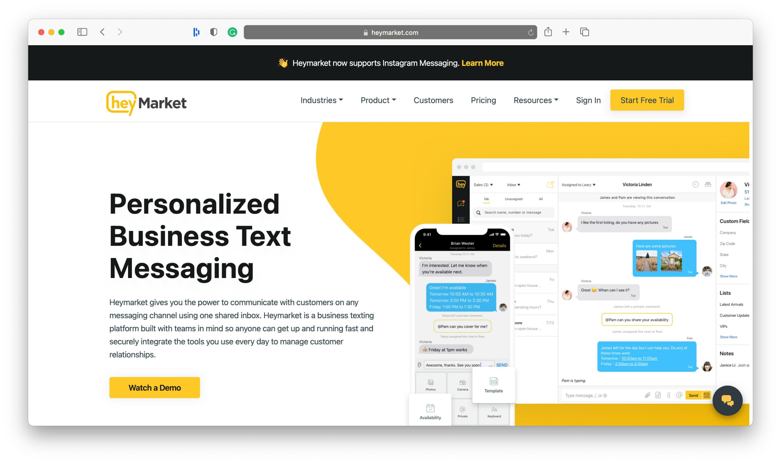 Инструменты SMS-маркетинга HeyMarket